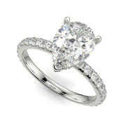 Isabella Pear Cut Pave Hidden Halo 4 Prong Claw Set Engagement Ring Setting - Nivetta